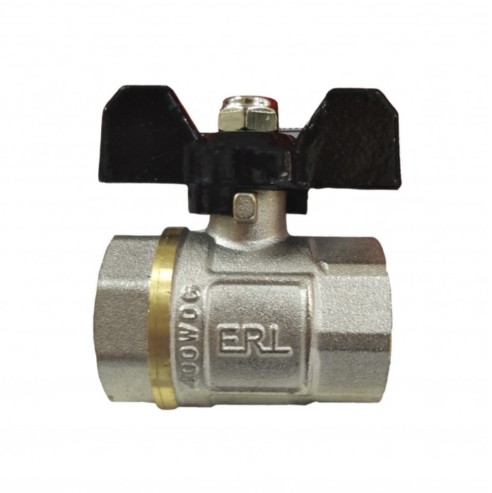 Кран  шар. д/воды   3/4  ВВ  бабочка ЧБ  ERL PN25 (80/10)