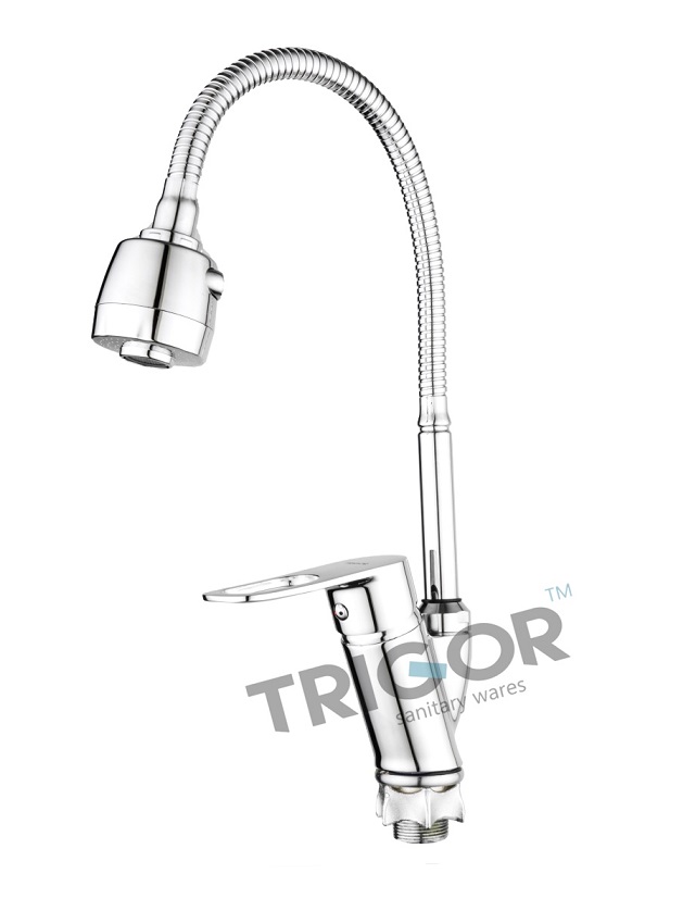 008F  P8-E-362  TRIGOR Смеситель  д/кухни гибкий излив гайка к40    (10/1шт)