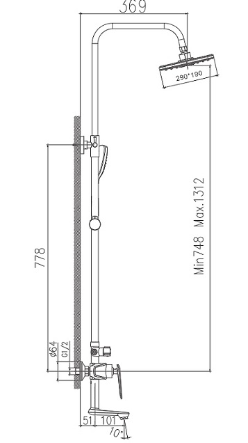 Душевая система  HB-24548-8  БЕЛЫЙ- ХРОМ  к35  HAIBA  (4/1шт)