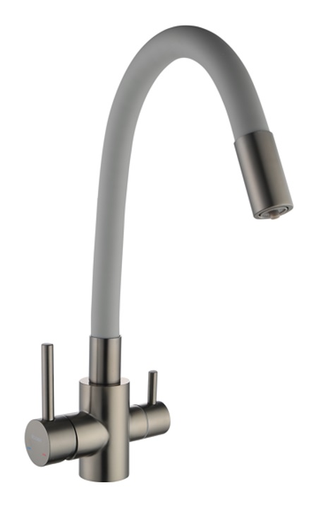 008F  NZH11-KA-FB-801  TRIGOR Смеситель  д/кухни ГРАФИТ гибкий  ЧЕРНЫЙ гайка к35 SUS   (10/1шт)