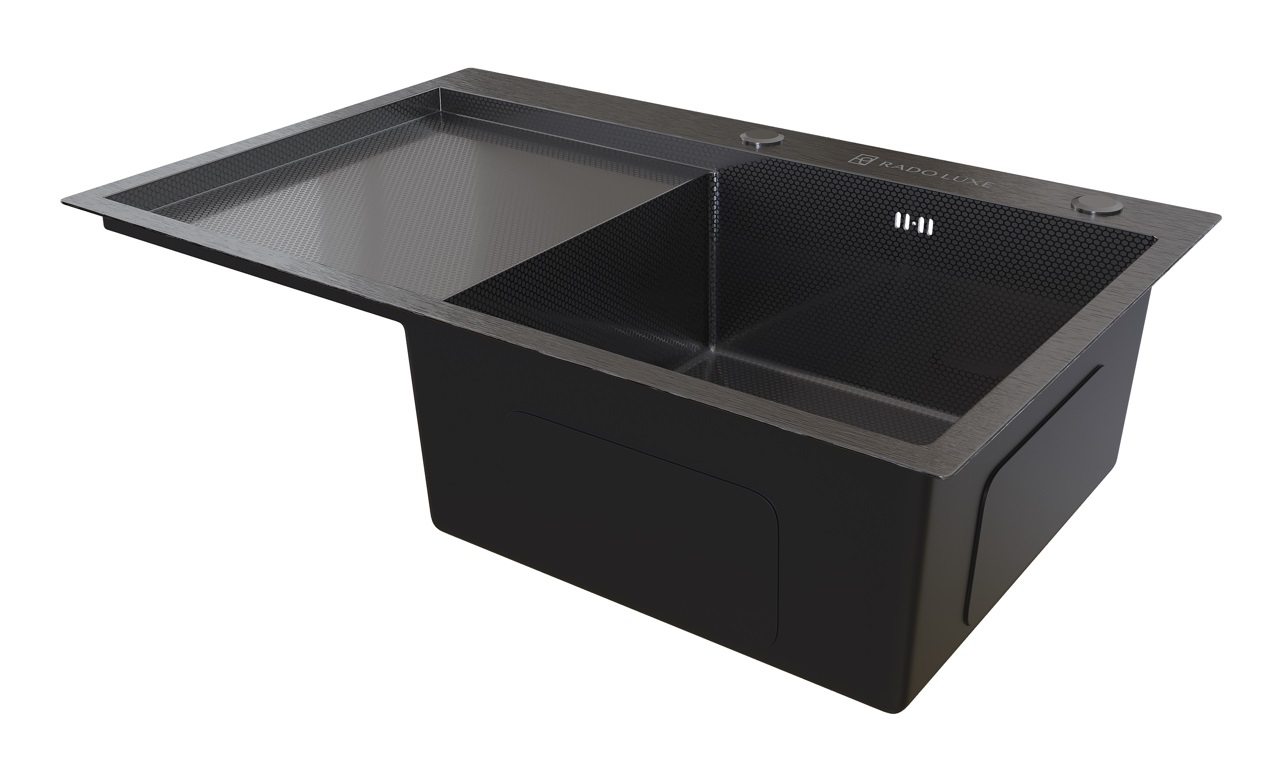 Мойка настол.монтаж  RADO LUXE 7750B-R  ГРАФИТ ДЕКОР  77 х 50 правая  (3,0)   22см      (1/1шт)