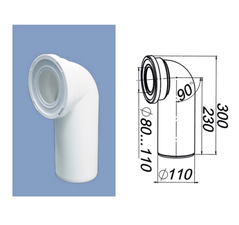 Отвод для унитаза 110*90 Т110.90.00---90*   (16/1)