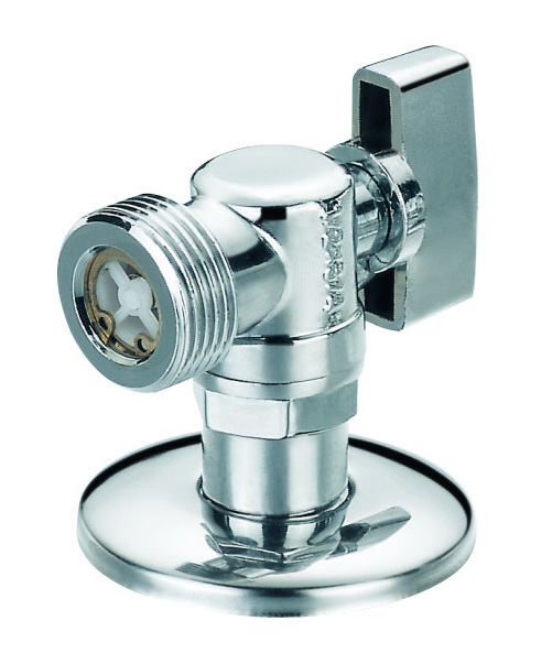 Кран угловой   1/2 - 3/4 с обратным клапаном   шаровый SMS-6009   (72/18шт)