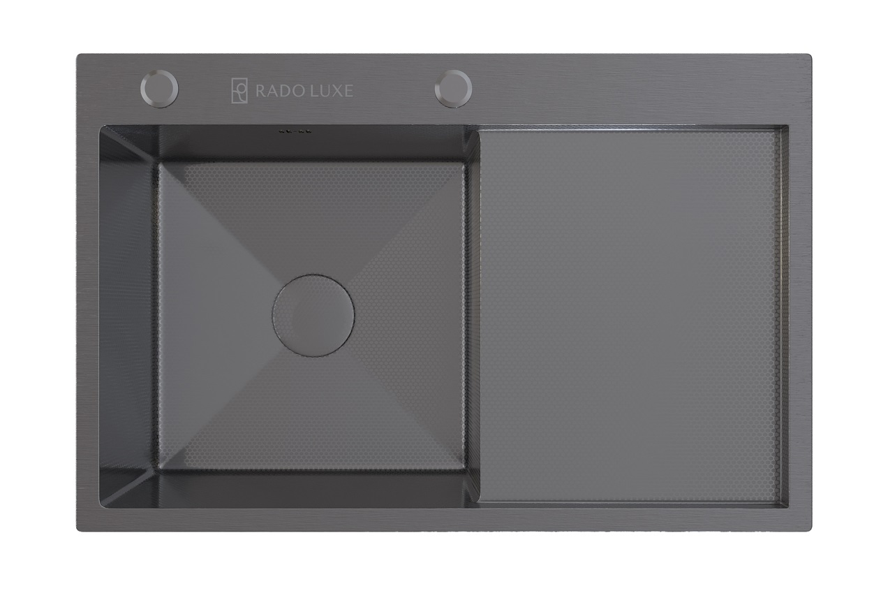 Мойка настол.монтаж   RADO LUXE 7750В-L     ГРАФИТ ДЕКОР  77 х 50 левая  (3,0)   22см      (1/1шт)