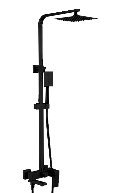 Душевая стойка   DOKORONA   ZM-7764-18H   3-х функциональная. излив 25 см.  НЕРЖ/ЧЕРНЫЙ   (1/1шт)