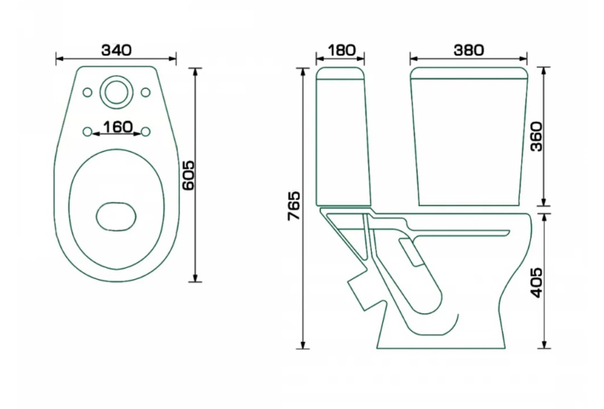 Унитаз-компакт  ВКЗ КАМЕЛИЯ белый ПРОМЫШЛЕННЫЙ,выпуск 45* ,1 кн. ниж.подвод, с сиденьем ПП (1/1шт)