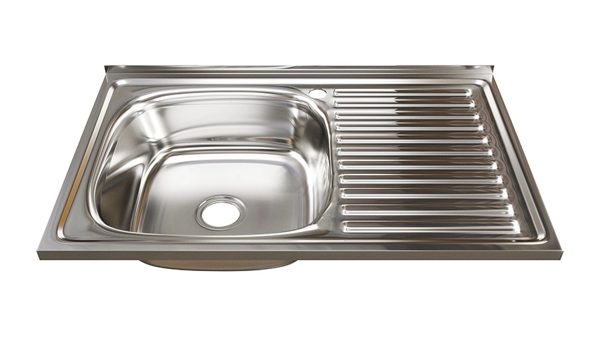 0.6   Мойка накладная  80 х 50-L   (0,6)  левая, 16см  с сифоном, выпуск 3 1/2  RADO LUXE  (10/1шт)