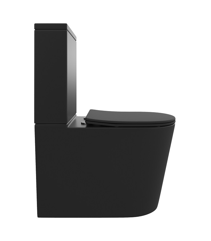 Унитаз напольный  BOLD  ЧЕРНЫЙ МАТ  безоб.гор. 605х370х800мм,д/пласт,б/съем,м/л RADOLUXE (2 места)