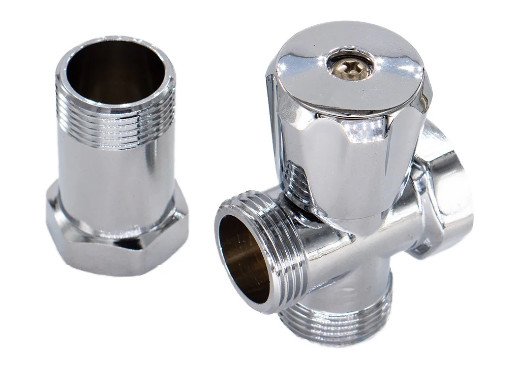 Кран с накидной гайкой + удлинитель (хром)   SMS-6044  3/4*3/4*3/4   SMS