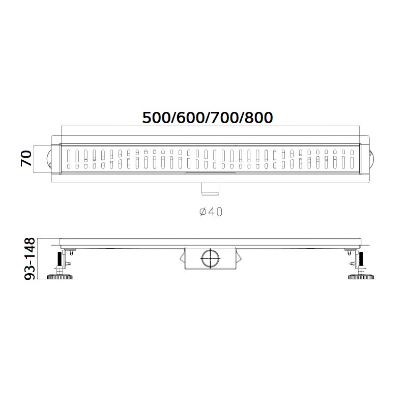 Трап-лоток  50см боковой HB-93500-7  ЧЕРНЫЙ   500х70х9.3   HAIBA (6/1шт)