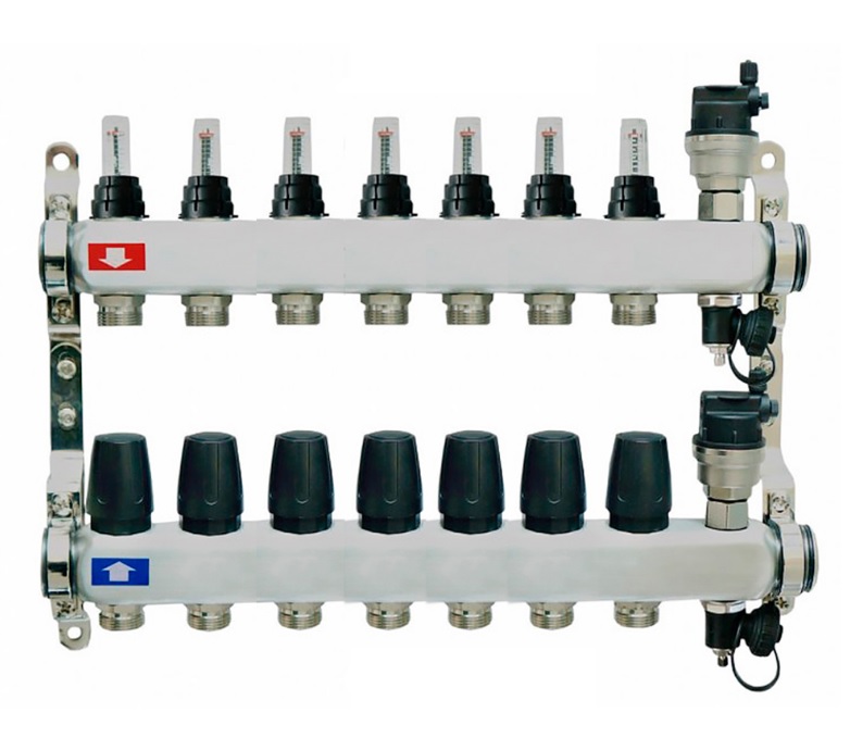 Коллектор с расходомерами нерж.   1 х 7 выхода  SIS   (1/3)