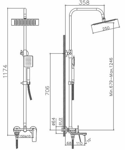 Душевая система  HB-24533-3  ПЕПЕЛЬНЫЙ  к35  HAIBA  (4/1шт)