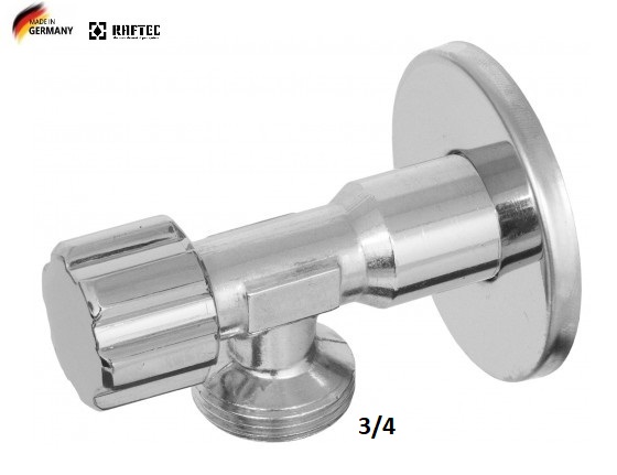 Кран угловой  механика 1/2 - 3/4   RAFTEC   VBE0102  SILVER (GERMANY)  (1/100)