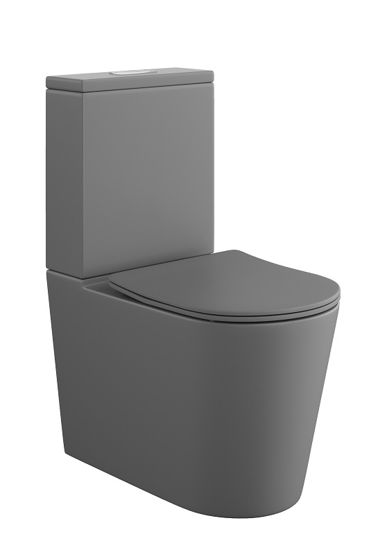 Унитаз напольный  BRAVE  СЕРЫЙ МАТ  безоб.гор. 605х370х800мм,д/пласт,б/съем,м/л RADOLUXE (2 места)