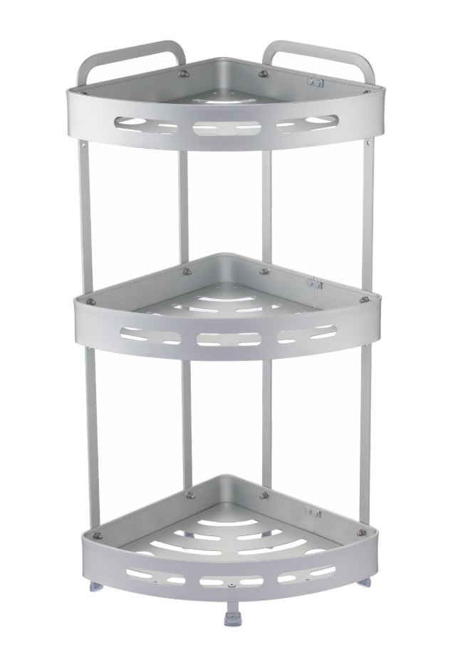 Полка  3-ая  угловая  ZENFORT  TA-3542A3  23,5*23,5*57 см  СЕРЕБРО/АЛЮМИНИЙ   (20/1шт)