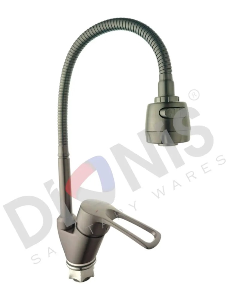 008F  DNE8-E-FB-305  DIONIS Смеситель  д/кухни гибкий ГРАФИТ  гайка к40    без шлангов   (12/1шт)