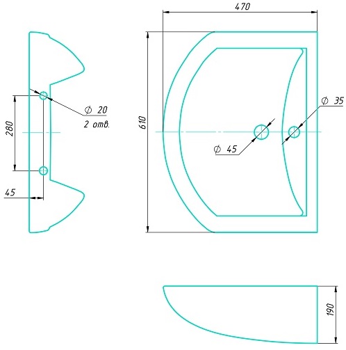 Умывальник OМЕГА home de luxe 610x470x190 белый с креп. обрамление хром GESSO (г.Волгоград)  (1/1шт)