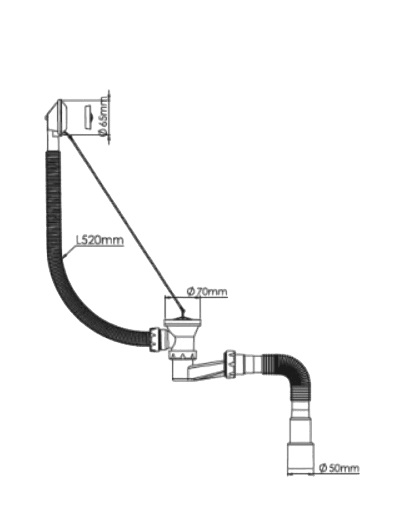 V152-5  Сифон  д/ванны  ZEGOR с ревизией, выпуск 1 1/2 и гибкий отвод d40/50  (25/1шт)