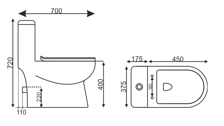 Унитаз-Моноблок Т1017 , тонкое сиденье дюропласт (с гофрой и подводкой)   (1/1шт)