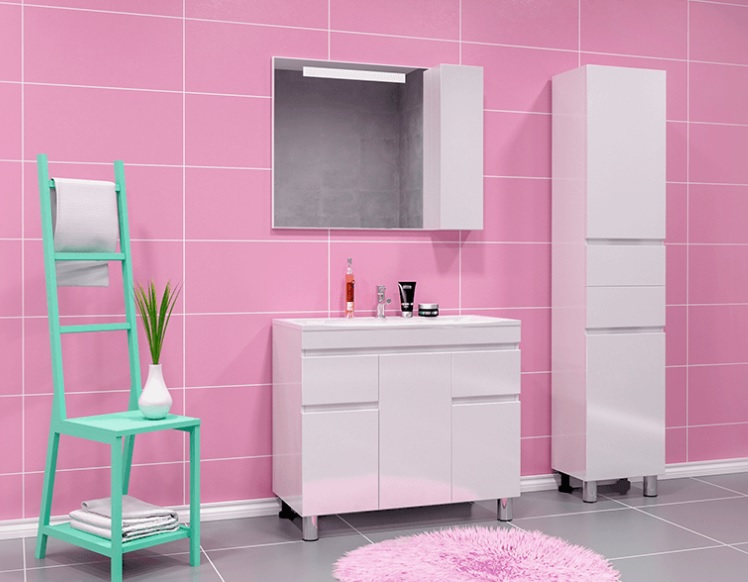 I00 Зеркало  ПОТАЙ-ЛЮКС-100  свет/ПРАВЫЙ/белый   1000х150х650  Арт. 10765   (1/1шт)