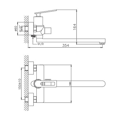 005NEW  Смеситель д/ванны  HB-22589  длинный излив ХРОМ к35 HAIBA  (10/1шт)