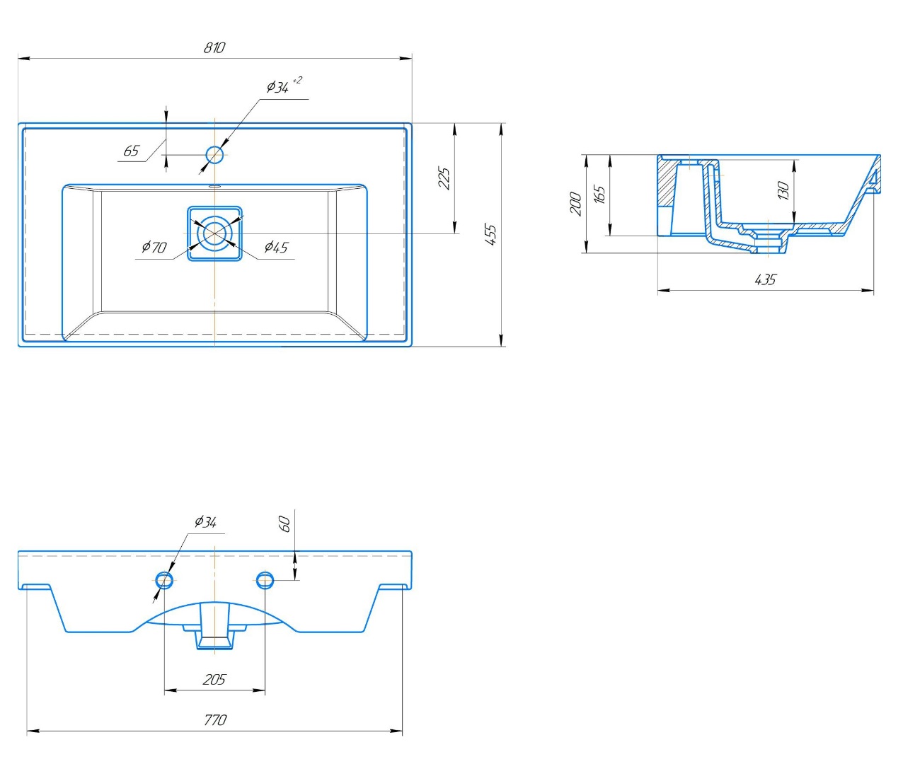 Умывальник мебельный  KIROVIT  Грэмми 80   (аналог COMO )   (1/1шт)