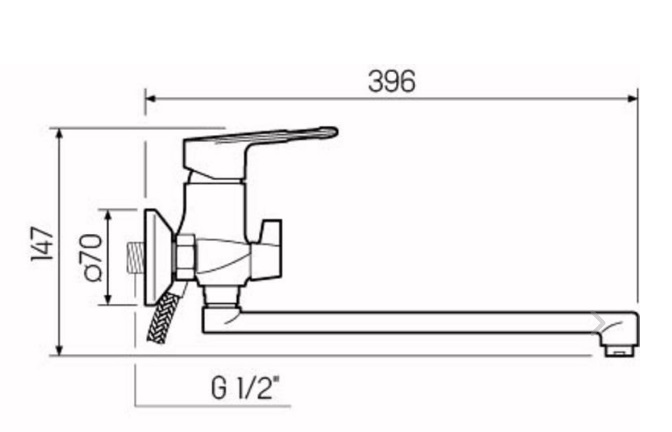 005new     Смес на ванну   DOKORONA   ZM-002-16А  кнопка ХРОМ. ЛАТУНЬ  к.40  (12/1шт)