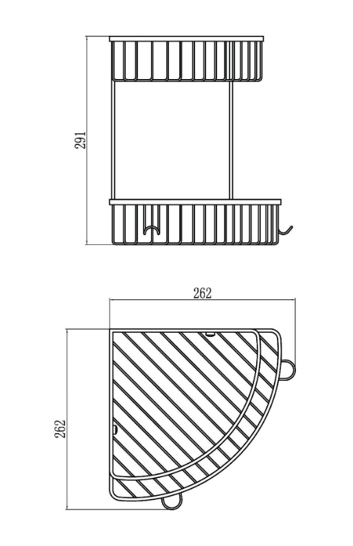 Полка  2-ая  угловая  SAVOL  S-002514-2  НЕРЖ.ХРОМ   26,2х26,2х291   (10/1шт)