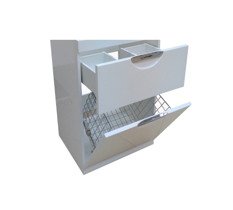 ТI20 Тумба напольная  Куба-60  1ящ. белая эмаль + Б/Корзина под стир. машину  ум.  120  Misty