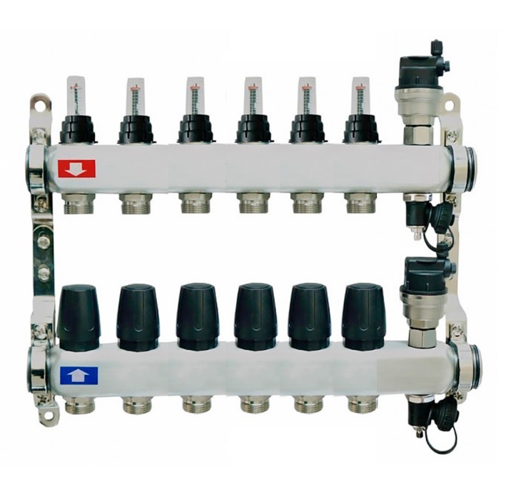 Коллектор с расходомерами нерж.   1 х 6 выхода  SIS   (1/3)