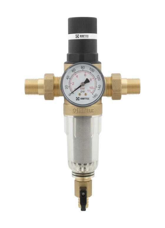 Фильтр  1/2 RCFR01-C  с редуктором самопромывной 40*С  прозрач. колба RAFTEC (30)