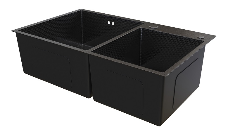 Мойка настол.монтаж RADO LUXE 72x43 ГРАФИТ ДЕКОР 7243-HG  2-я чаша  (3,0)   22см      (1/1шт)