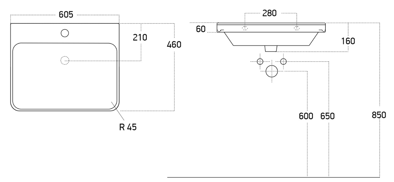 Умывальник мебельный   Дрея LUXURY-60   (аналог COMO)
