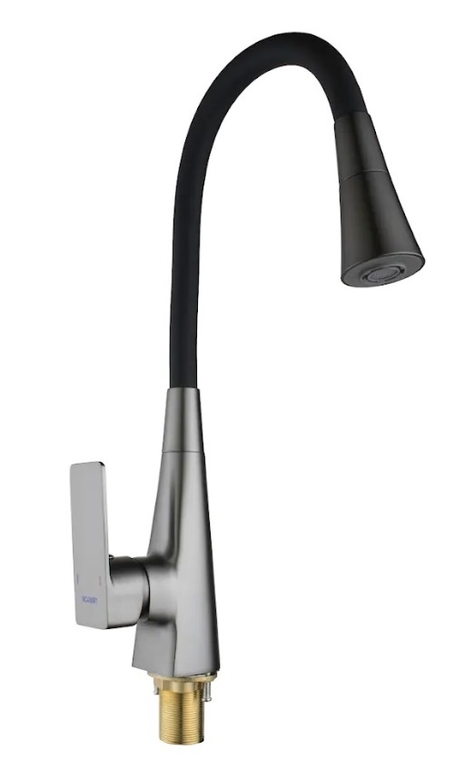 008F  KXC4-LD-FD-358  TRIGOR Смеситель  д/кухни гибкий ЧЕРНЫЙ гайка к35  (10/1шт)