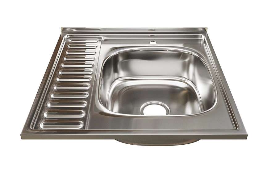 0.6   Мойка накладная  60 х 60-R   (0,6)  правая, 16см  с сифоном, выпуск 3 1/2  RADO LUXE  (15/1шт)