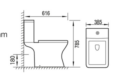 Унитаз напольный  OSKAR безобод. гориз. 616х385х785мм, сид.полипр,быстр.съем,м/лифт RADOLUXE