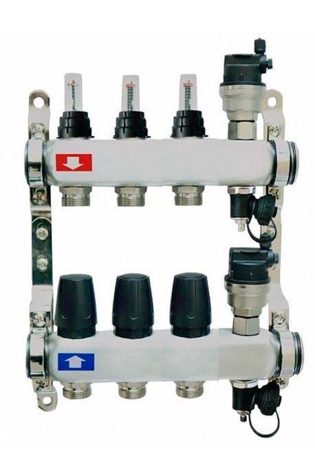 Коллектор с расходомерами нерж.   1 х 3 выхода   SIS   (3/1)
