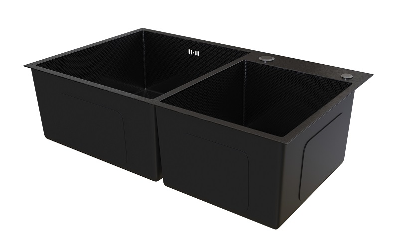 Мойка настол.монтаж RADO LUXE 72x43 ЧЕРНЫЙ ДЕКОР  7243-HB  2-я чаша  (3,0)   22см      (1/1шт)