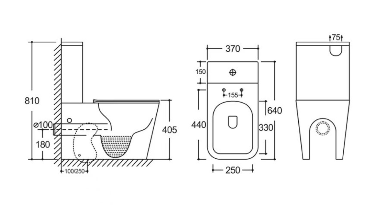 Унитаз напольный  GROSS TORNADO безобод.гориз,640х370х810мм, дюропласт,б/съем,м/л RADOLUXE (2 места)