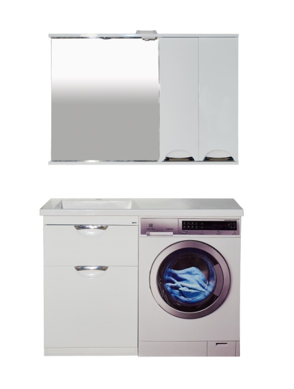 ТI20 Тумба напольная  Куба-60  1ящ. белая эмаль + Б/Корзина под стир. машину  ум. Марсал 120  Misty