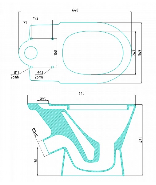 Унитаз-компакт АТЛАС Economic   45*,2 кн. ниж.арматура,  GESSO  (1/1шт)