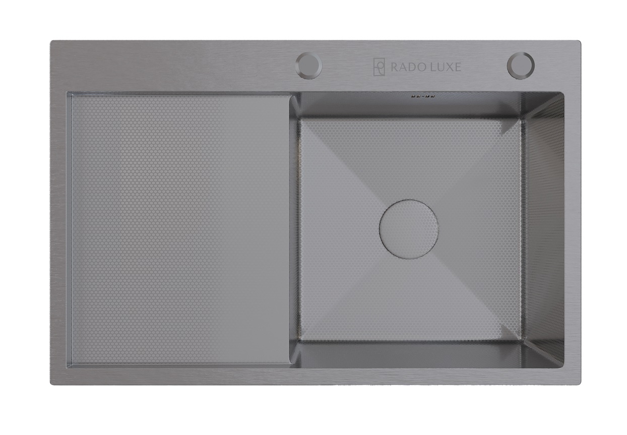 Мойка настол.монтаж   RADO LUXE 7750B-R    САТИН ДЕКОР  77 х 50 правая  (3,0)   22см      (1/1шт)