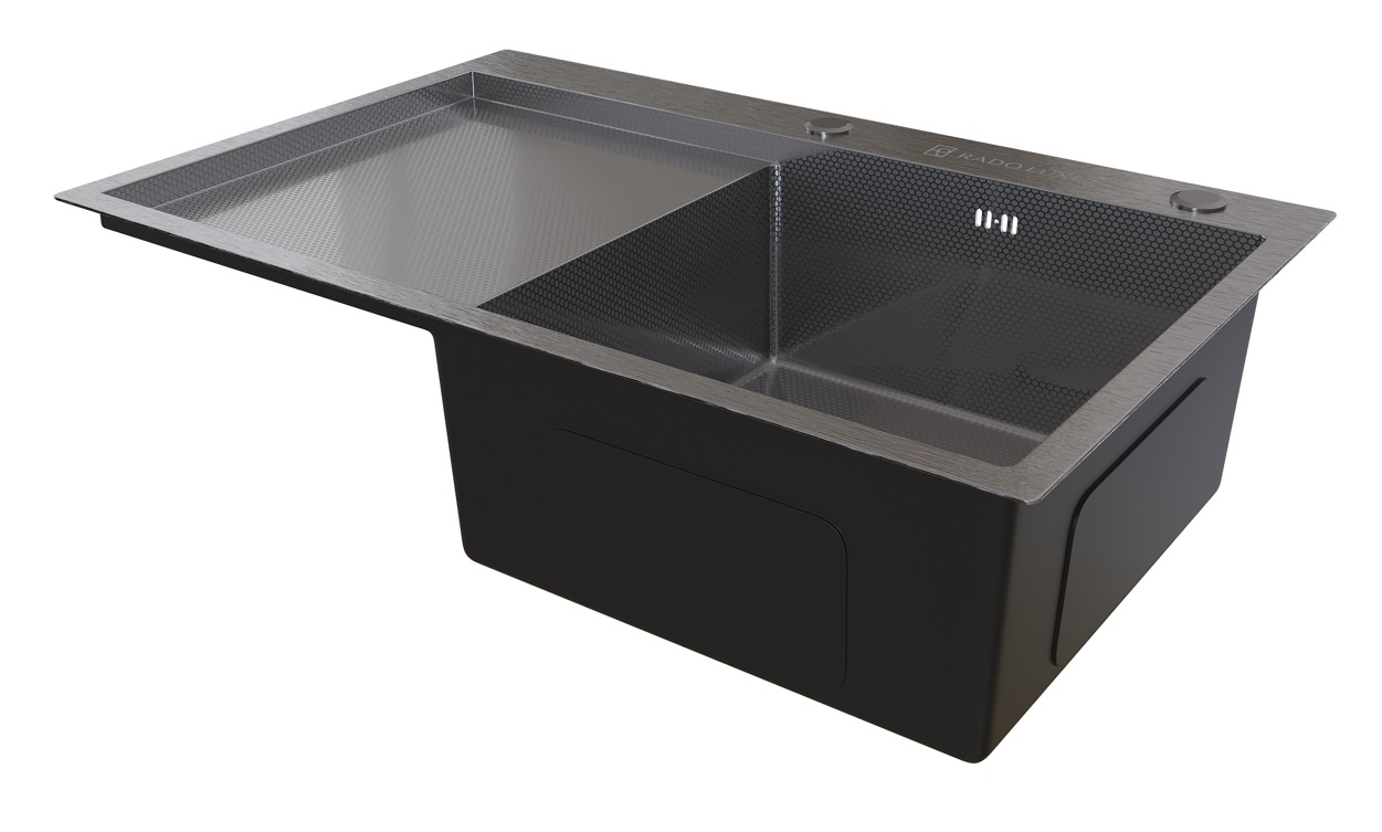 Мойка настол.монтаж  RADO LUXE 77x50    САТИН ДЕКОР  7750-AHS-R правая  (3,0)   22см      (1/1шт)