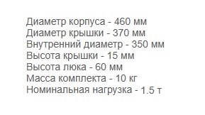 Люк круглый канализационный  d460мм  1.5т. черный  (1/1шт)