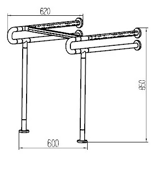 Поручень усиленный П-образный крепл.пол(нагрузка до 250кг)   3W010   (10шт/ящ)