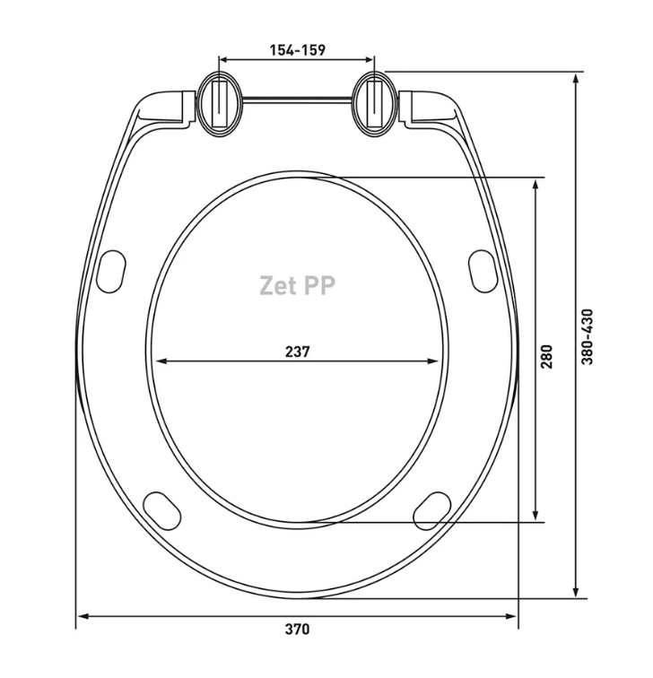 Сиденье для унитаза ZET PP полипроп.с универ. креп.(Венеция,Полиссия,Анимо,Лира,Неро)  BERGES