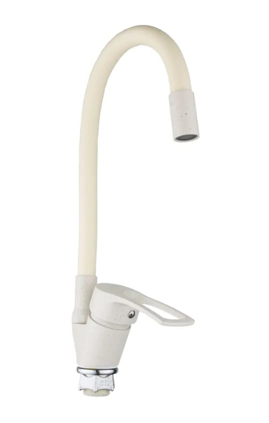 008F  DNE8-KX-MS-305  DIONIS  Смеситель д/кухни БЕЖЕВЫЙ  гибкий БЕЖЕВЫЙ гайка к40 без шлангов (12/1ш