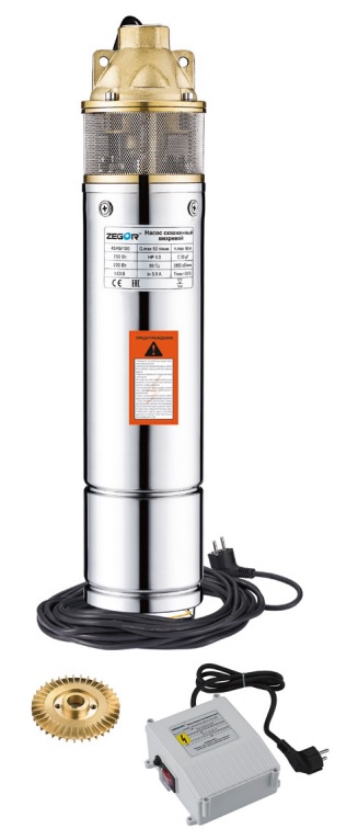 Насос погружной вихревой  3SKM100A-0.75-20m 750W Мах.нап.59м,мах.расх.2м3/ч.,каб 20м,корпус 75мм