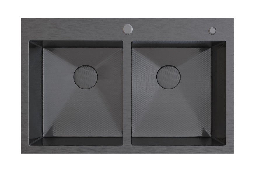 Мойка настол.монтаж RADO LUXE 78x50  ГРАФИТ ДЕКОР  7850-HG  2-я чаша  (3,0)   22см      (1/1шт)