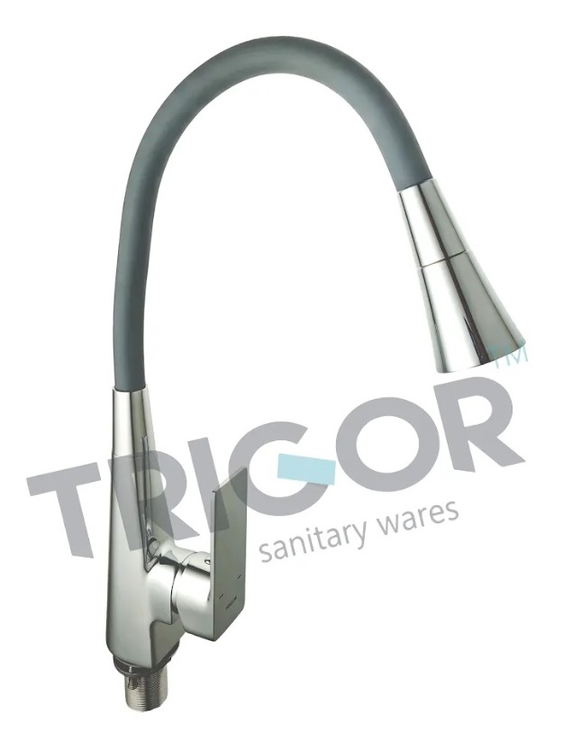 008F  KXC4-PG-358  TRIGOR Смеситель  д/кухни гибкий СЕРЫЙ гайка к35    (10/1шт)